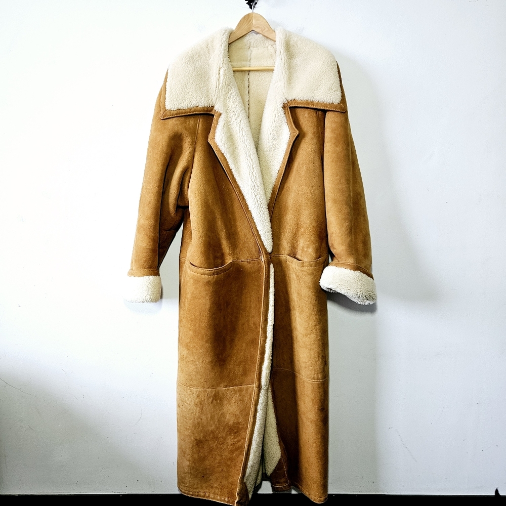 Vintage Holt Renfrew 100% Shearling Coat Size M Long Western Ranch Luxury